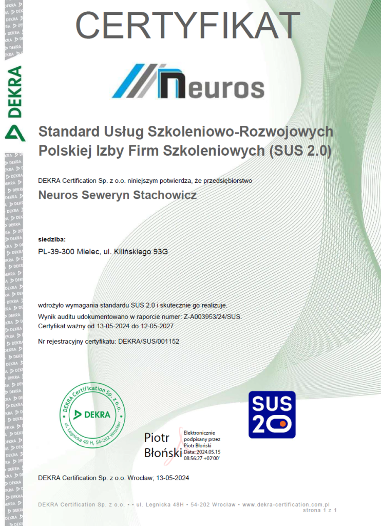Certyfikacja szkoleniowa Neuros